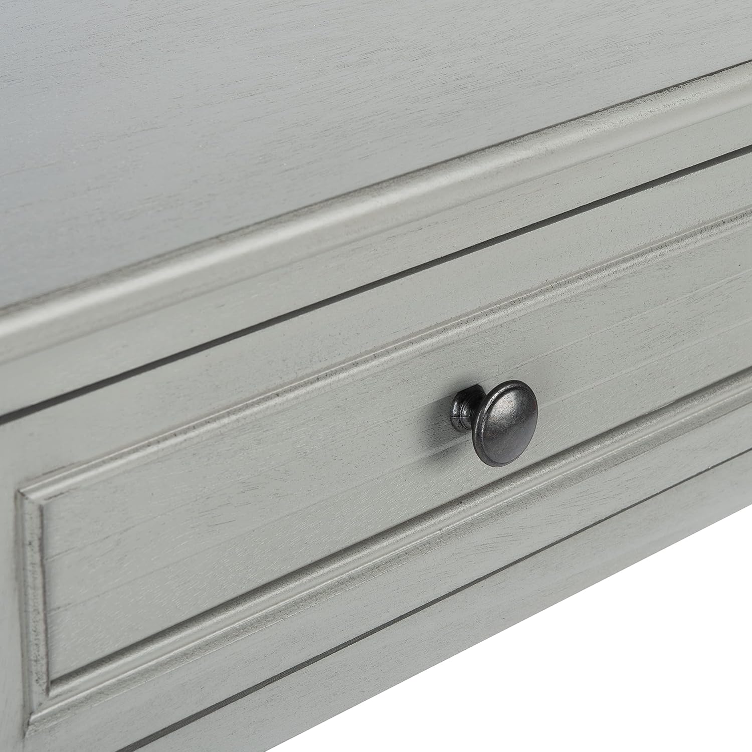 SAFAVIEH Home Collection – Tate Distressed Grey 2-Drawer Console Table with Shelf, Turned Leg Farmhouse Accent Console for Entryway or Living Room (CNS5720C)