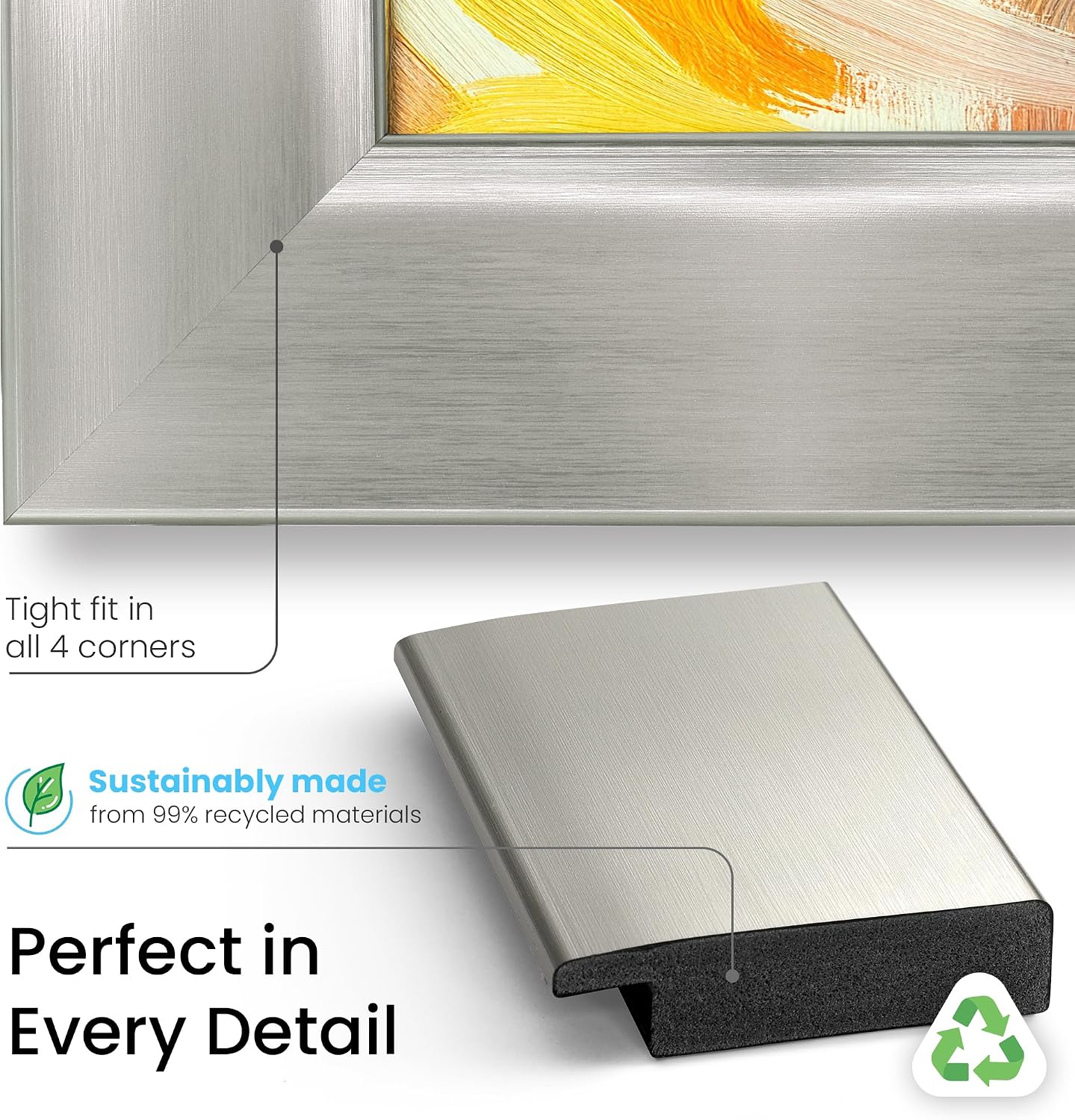 Frame My TV Deco TV Frames - Brushed Stainless Smart Frame Compatible ONLY with Samsung The Frame TV and Pro (43', Fits 2021-2025)