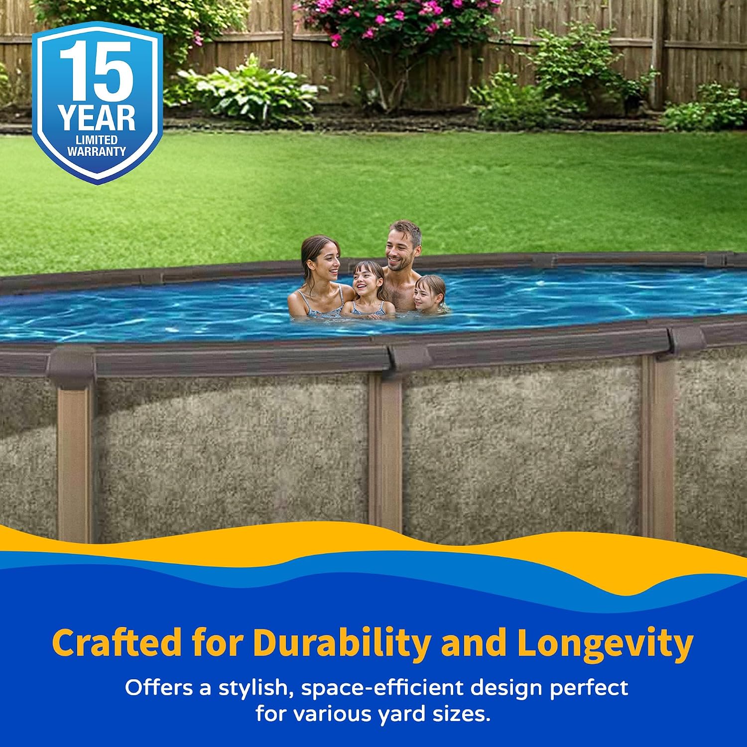 Blue Wave Riviera 15-ft x 30-ft Oval 54-in Deep 8-in Top Rail Metal Wall Swimming Pool Package