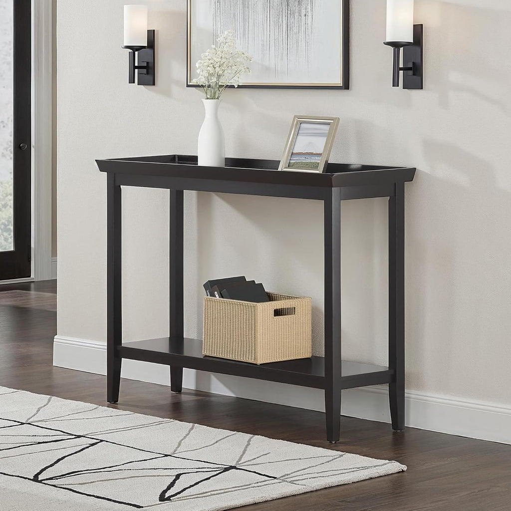 Convenience Concepts Ledgewood Console Table 48' - Modern Narrow Sofa Display Accent with Storage Shelf for Transitional, Traditional Living Room, Entryway, Hallway, or Bedroom, Black