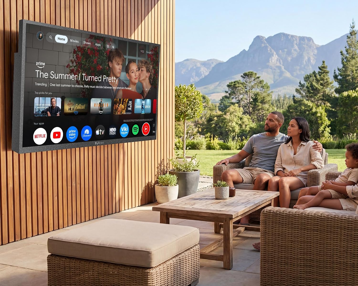 SYLVOX Outdoor TV, Smart QLED TV 75 inch, Weatherproof Outdoor TVs Support Google Assistant, 4K UHD, Wide Viewing Angle, IP56 Waterproof, 1000 Nits Partial Sun QLED Television(2026 Model)