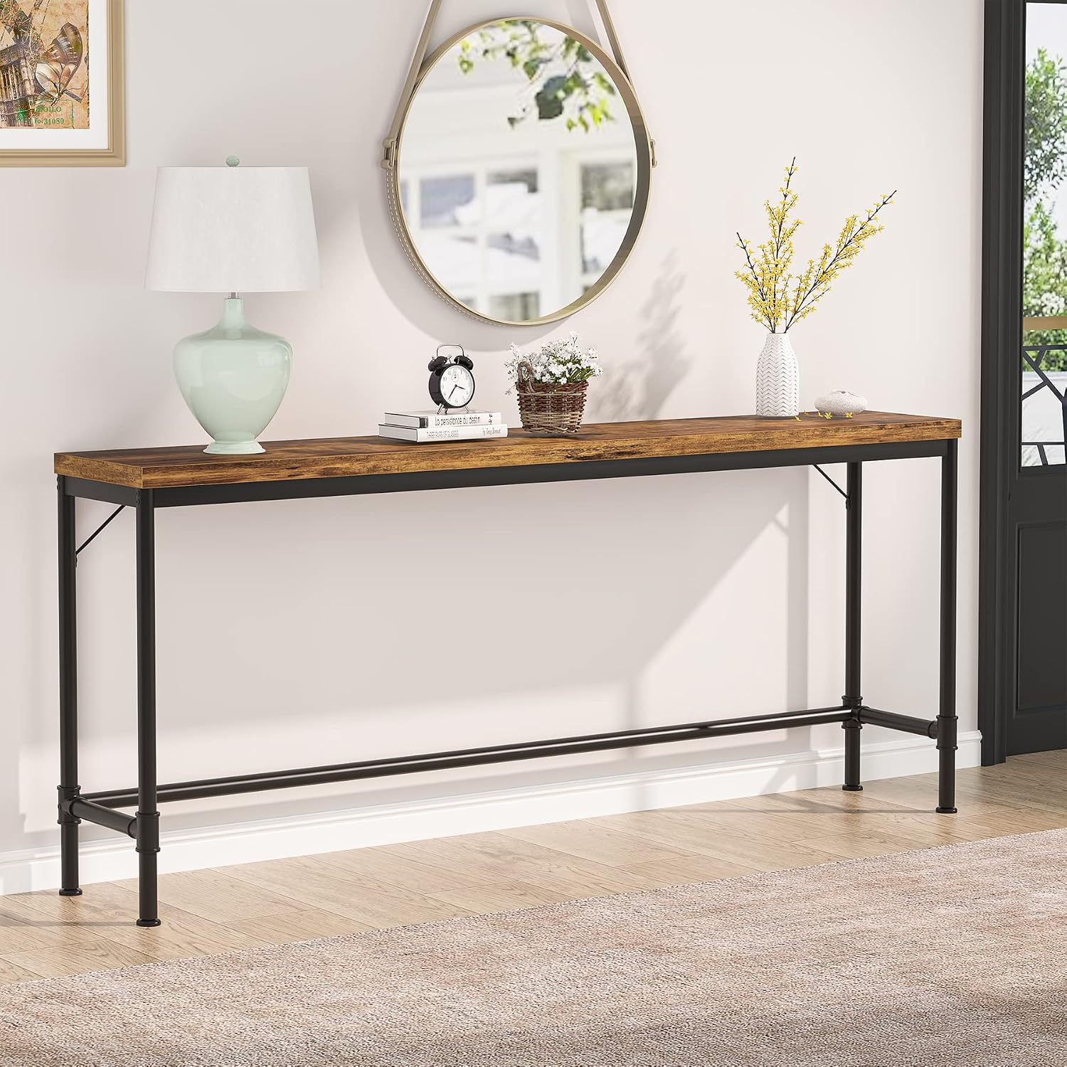 Tribesigns 70.9 Inch Extra Long Console Table, Narrow Sofa Table Behind Couch, Rustic Entryway Hallway Table Industrial Height Bar Table for Living Room