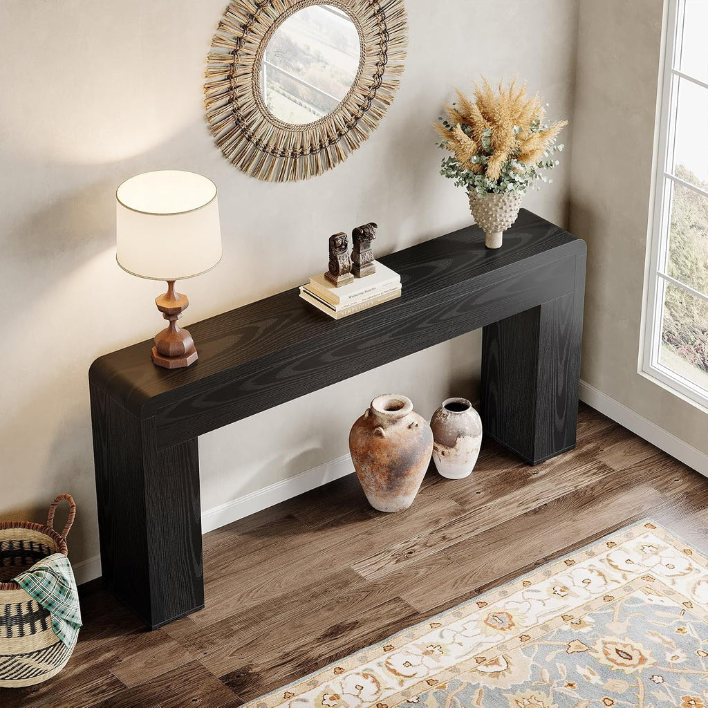 Tribesigns 70.9-Inch Extra Long Console Table, Rustic Wooden Sofa Table Behind Couch, Farmhouse Entryway Console for Living Room, Entryway, Hallway, Foyer (Black)