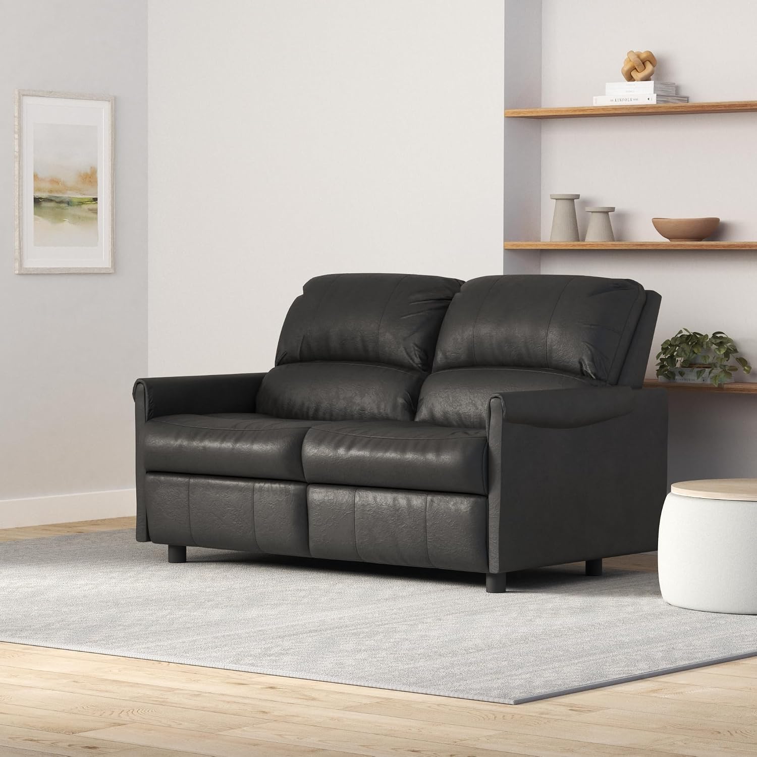 RecPro Charles Collection 60' RV Hide A Bed Loveseat | Sleeper Sofa With Memory Foam Mattress | Pull Out Couch | Living Room (Slideout) Furniture | Gunmetal