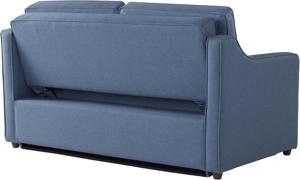 Serta® Corren 68.1' Queen Sized Convertible Sofa, Dream Coil® Comfort, Fingerguard® Pinch Point Protection, Sofa Chenille Fabric, Navy Blue