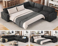 AMERLIFE 106' Oversized Sofa Bed, Sectional Sleeper Sofa with Pull Out Bed, 3 in 1 Convertible Sofa Bed, L Shaped Couch with Storage, High Resilience Mattress, Chenille Grey