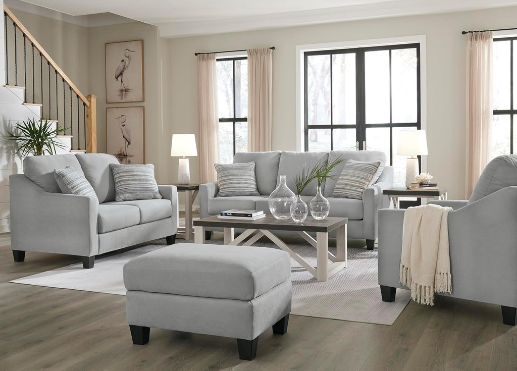 Signature Design by Ashley Adlai Casual Sofa with 2 Toss Pillows, Light Gray