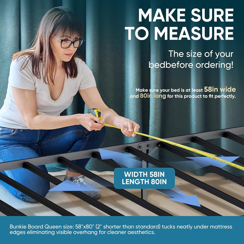 Bunkie Board Queen - Heavy Duty Reinforced Wood Bed Boards for Under Mattress, Universal Sleeper Sofa Support Board with Anti-Sag Design for Metal Bed Frame, Platform Beds&Pull Out Couches