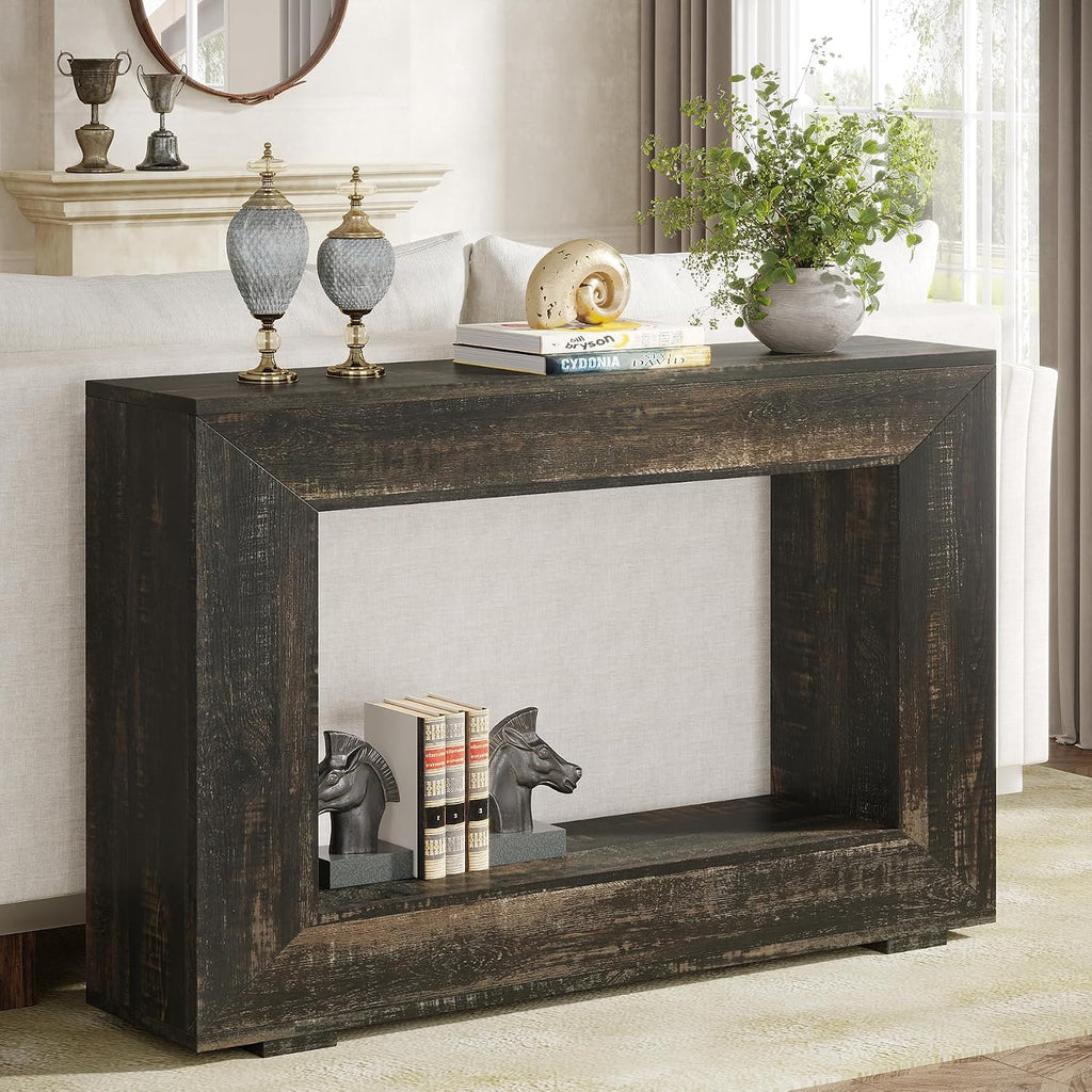 Tribesigns Farmhouse Console Table, 47 Inches Entryway Console Table with Storage, Industrial Hallway Accent Table for Living Room, Entrance