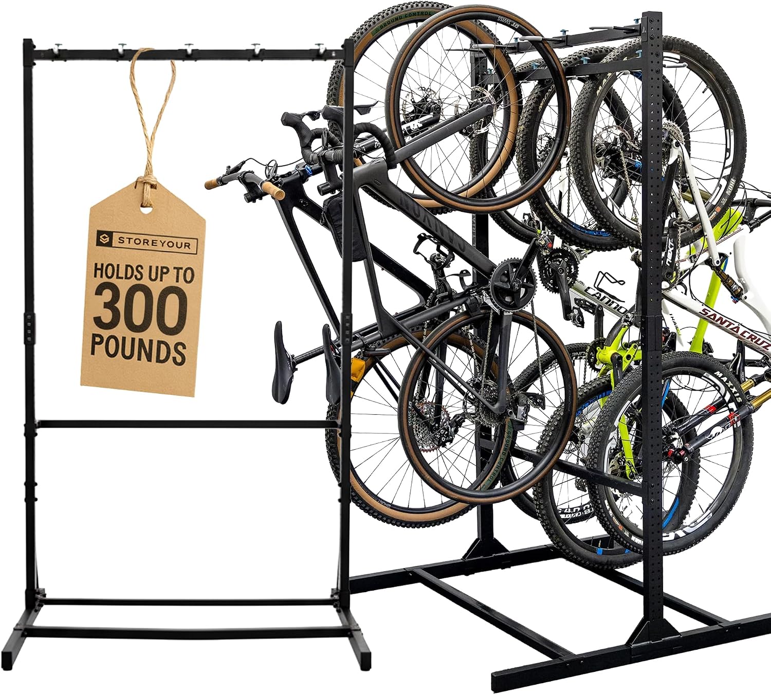 StoreYourBoard Freestanding Bike Rack for 8 Bikes - Heavy Duty Aluminum & Steel Indoor Bike Rack Garage - Space-Saving Vertical Bike Rack for Road, Mountain, and Hybrid Bicycles - Holds Up to 300 Lbs