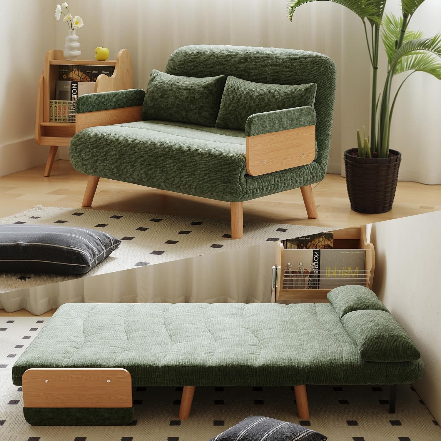 Sleeper Convertible Sofa Bed, 3-in-1 Folding Sofa Bed Chair with Adjustable Backrest, Thick Cushioned Seat, futon Sofa Bed for Small Spaces,Bedrooms & Offices(43.31)