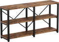 IRONCK Rustic Entryway Console Table, Long Hallway Table 55 in 3-Tier, TV Stand Entertainment Center Media Stand for Living Room, Industrial Style, Vintage Brown | Rustic, Long, Living Room