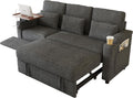 Sectional Sleeper Sofa with Pull Out Couch and Reclining Chair, Modern 3-in-1 Convertible Sleeper Sectional Couch that Turns Into Bed with Cup Holder, Laptop Table and USB Port for Living Room