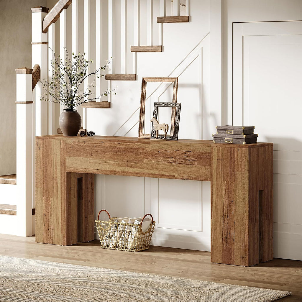 Tribesigns 71-Inch Long Console Table for Entryway, Farmhouse Sofa Console Behind Couch, Entry Table for Hallway, Foyer, Living Room, Rustic Wood