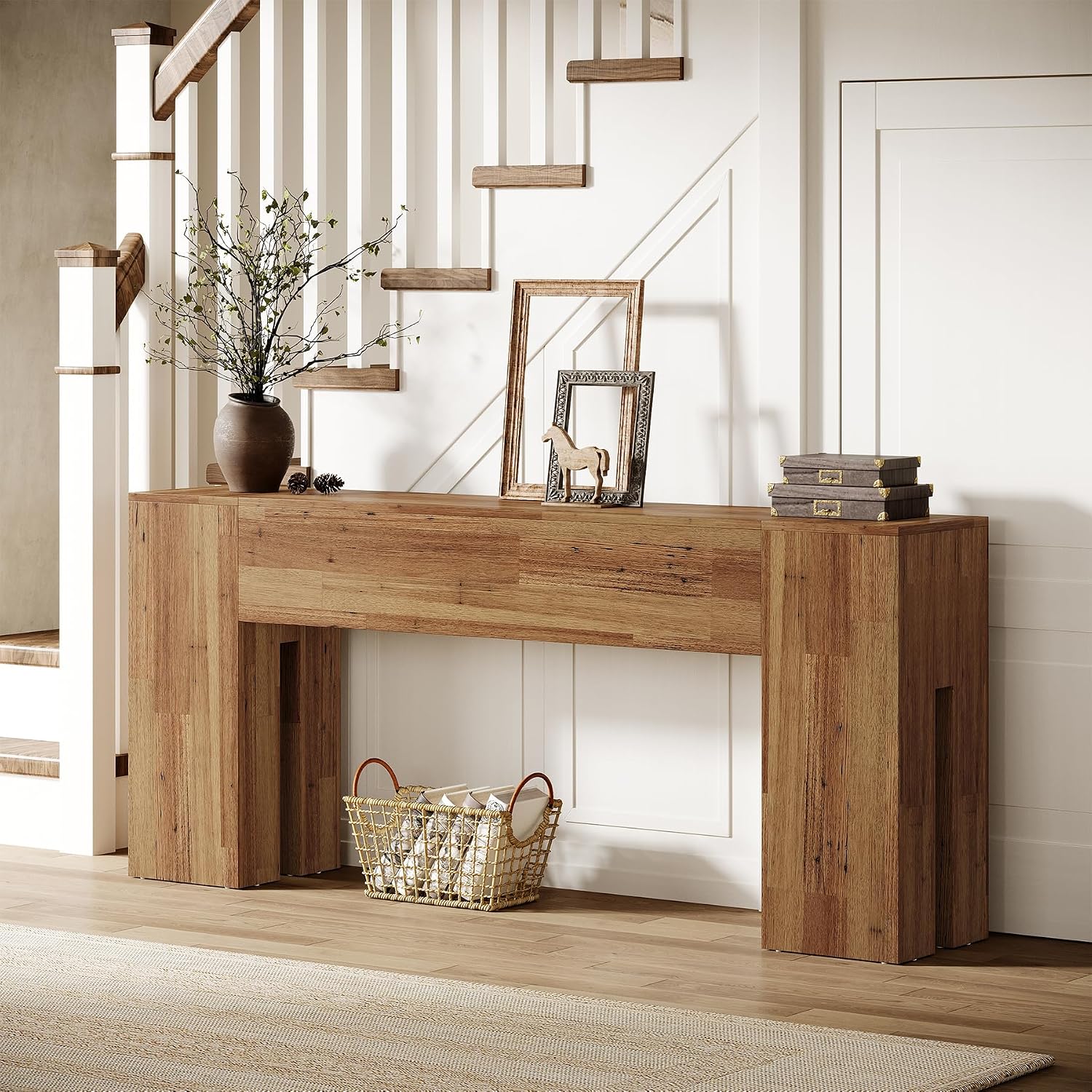 Tribesigns 71-Inch Long Console Table for Entryway, Farmhouse Sofa Console Behind Couch, Entry Table for Hallway, Foyer, Living Room, Rustic Wood