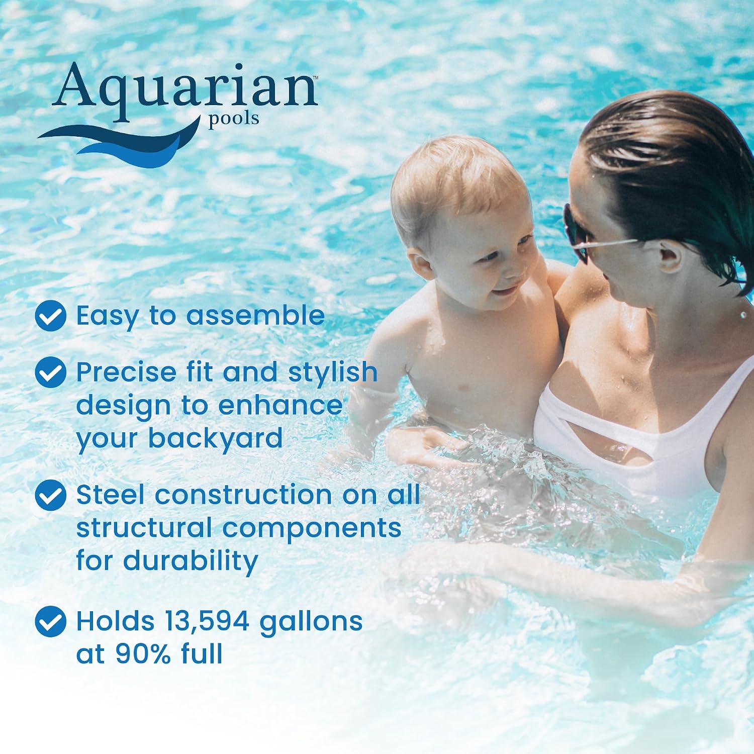 Aquarian Steel-Frame Above-Ground Pool Kit w/Pump & Leaf Skimmer, Venetian, 18'
