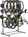 Freestanding Bike Storage Rack for 5 Bikes, 52' Wide Steel Vertical Bike Rack with 5 Bike Hooks & 6 Hooks for Helmet Storage, Bike Racks for Home and Garage, Indoor Floor Bike Stand