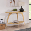 Martin Svensson Home LAX Retro Mid-Century Modern Half-Moon Wood Sofa Table with Lower Shelf, Console Table for Living Room or Entryway. Light Wood Blonde.