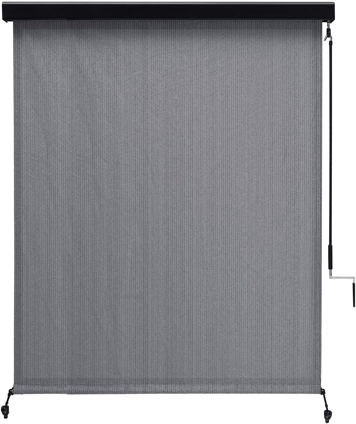 Outdoor Roller Shade, Exterior Patio Cordless Blinds with Aluminum Valance Roll Up Shades for Porch Balcony Backyard (7' W X 8' L), Anthracite Grey