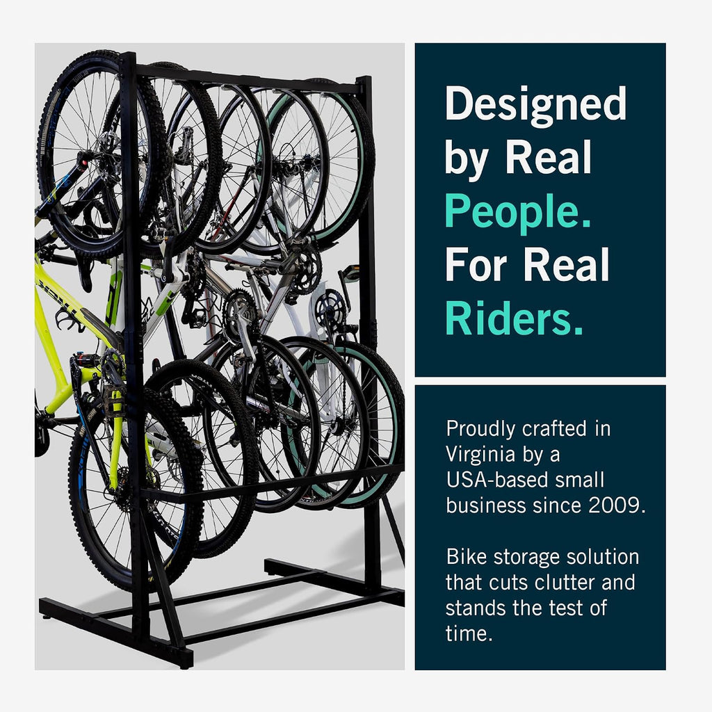 StoreYourBoard Freestanding Bike Rack for 5 Bikes - Heavy Duty Aluminum & Steel Indoor Bike Rack Garage - Space-Saving Vertical Bike Rack for Road, Mountain, and Hybrid Bicycles - Holds Up to 300 Lbs