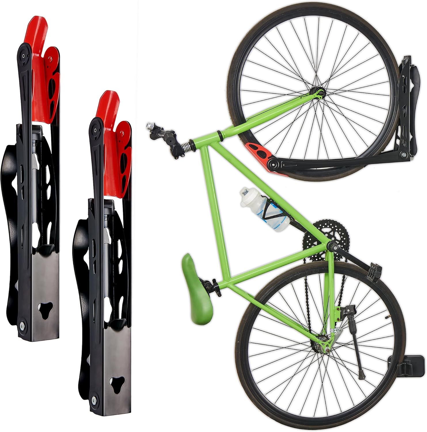 Wallmaster BIKEPAL Swivel Bike Rack, Wall Mounted Vertical Bike Storage Hanger, Space Saving for Home and Garage, 2 Pack