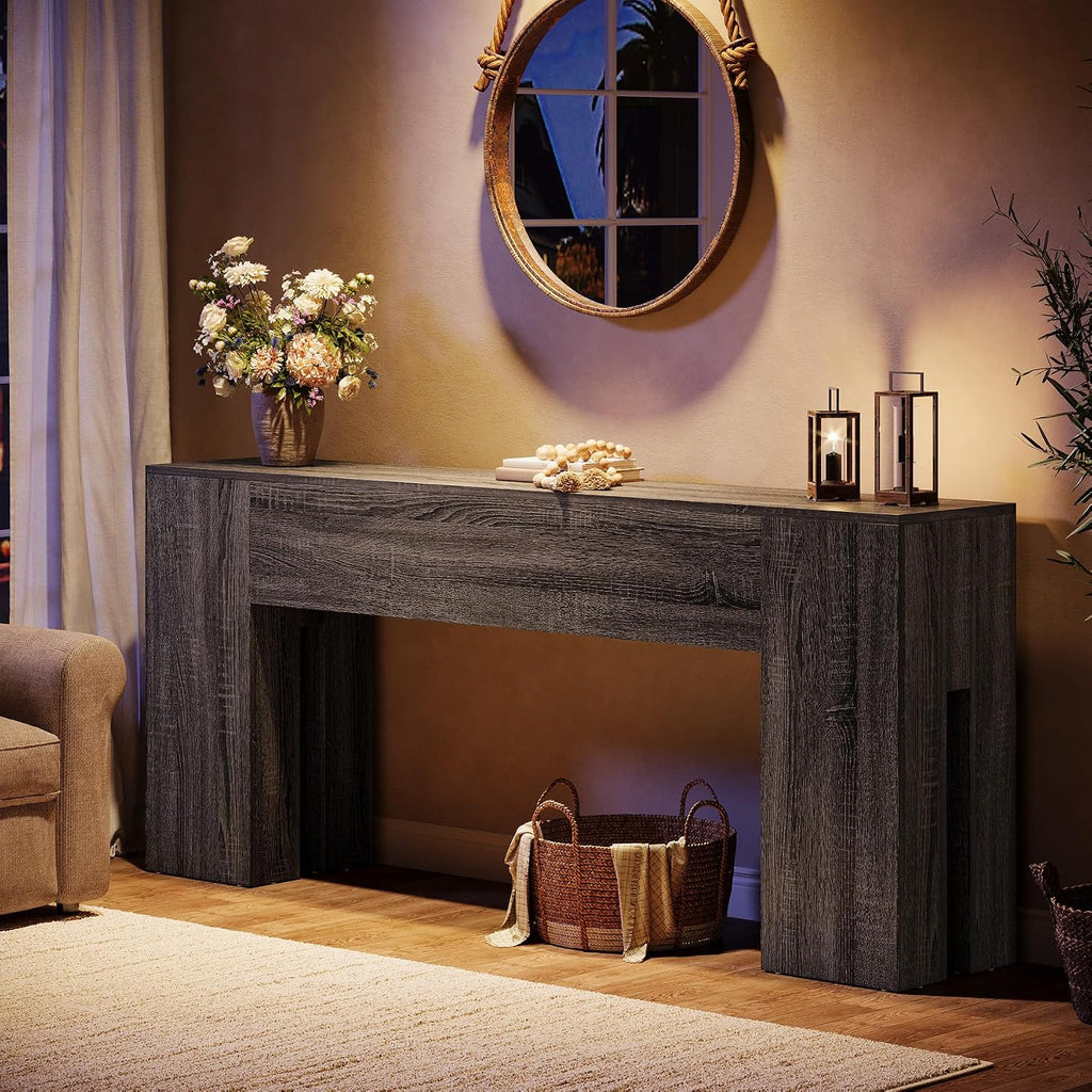 Tribesigns 71-Inch Long Console Table for Entryway, Farmhouse Sofa Console Behind Couch, Entry Table for Hallway, Foyer, Living Room, Gray