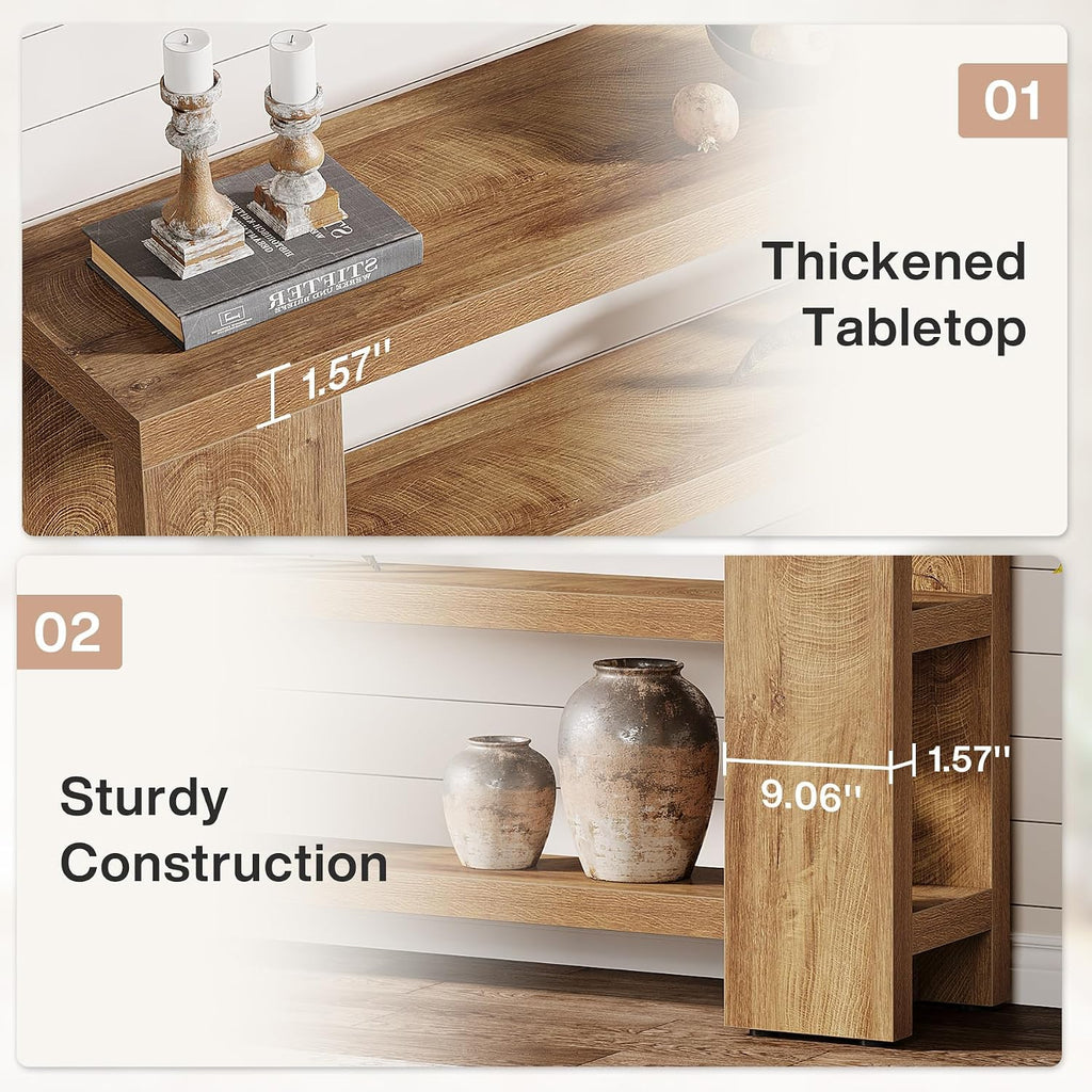 Tribesigns 70.9-Inch Extra Long Console Table with Storage, Narrow Wooden Sofa Table Behind The Couch, Farmhouse 3-Tier Entry Foyer Table for Entryway, Living Room, Hallway