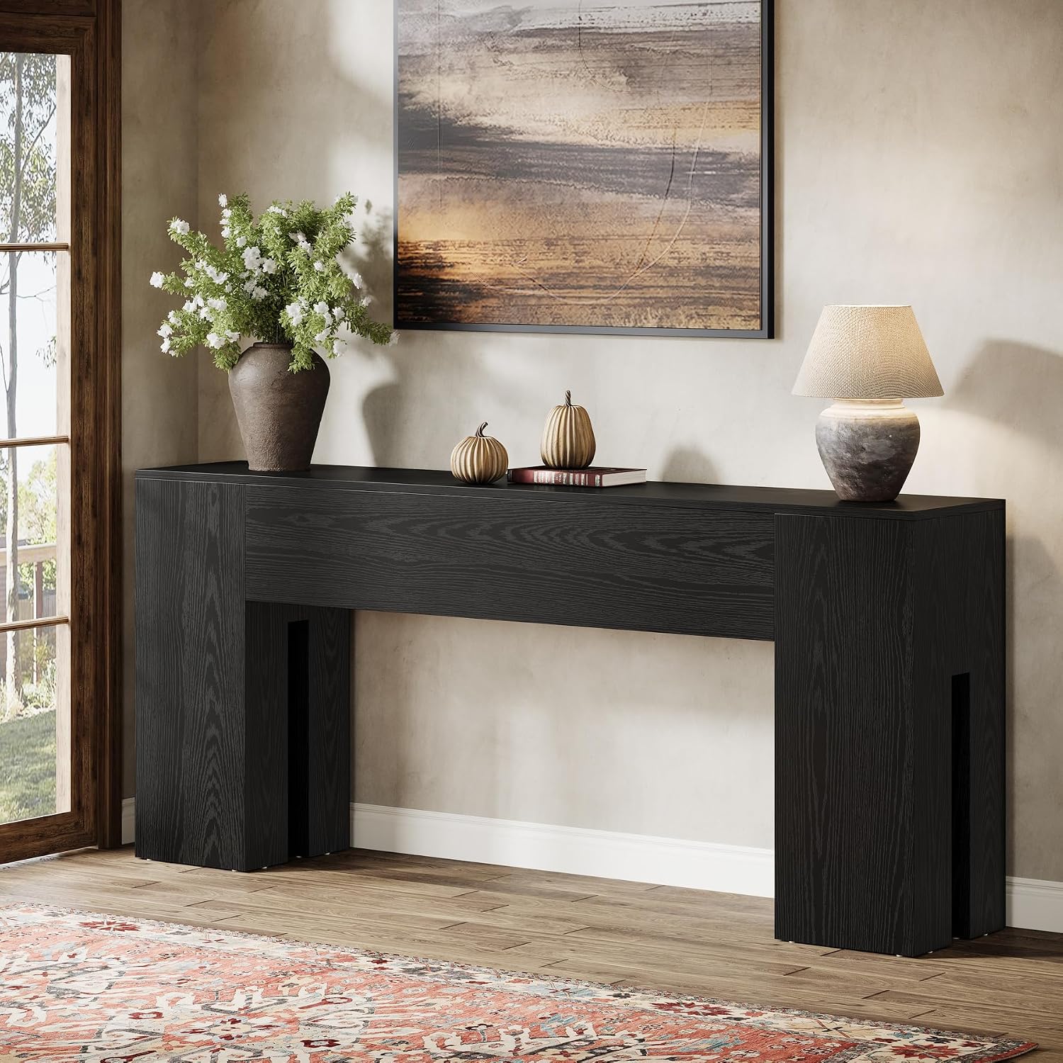 Tribesigns 71-Inch Long Console Table for Entryway, Farmhouse Sofa Console Behind Couch, Entry Table for Hallway, Foyer, Living Room, Black