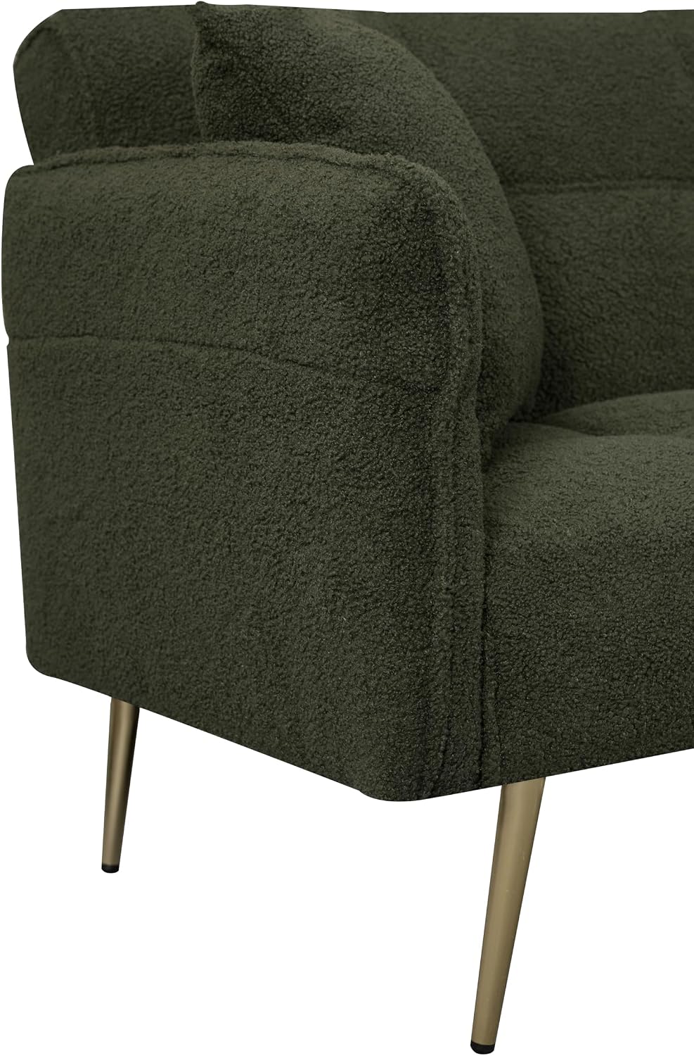 70 inch Upholstered Teddy Fleece Sofabed with Adjustable Arms and Backrest,Modern Convertible Futon Couch W/Metal Legs & Pillows,Love Sofa for Living Room,Bedroom,Apartment,Green, 70'