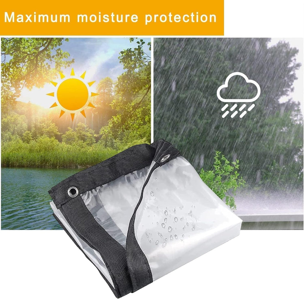 Outdoor Clear Tarp Curtain Anti-Tear Transparent Tarpaulin Waterproof Tarpaulin PVC Side Panels, for Patio Pergola Garden(14' x 20')