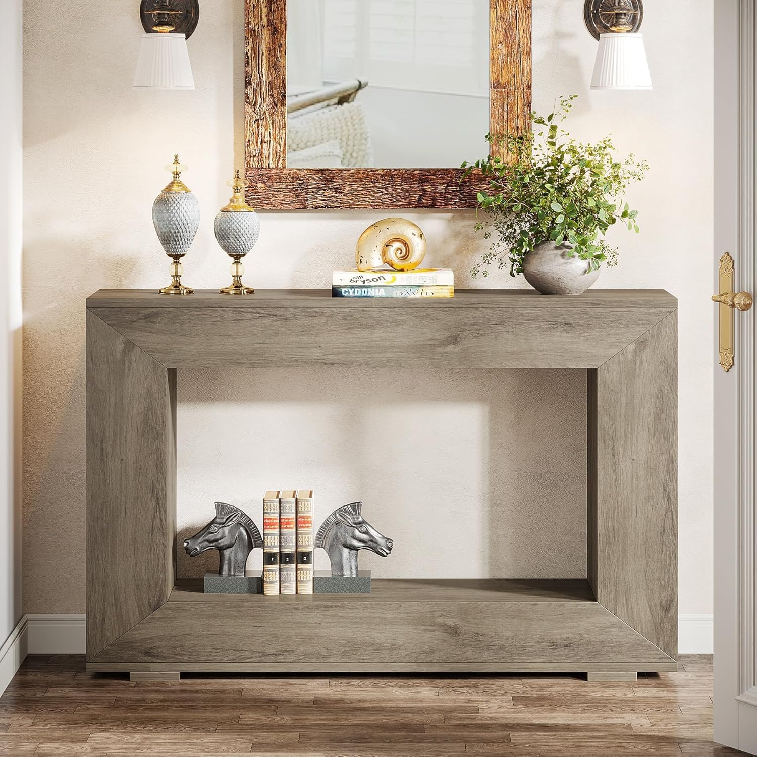 Tribesigns Farmhouse Console Table, 47 Inches Entryway Console Table with Storage, Industrial Hallway Accent Table for Living Room, Entrance