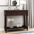 Knocbel 35.5 Inch Antique Entry Console Table with Drawers & Bottom Open Shelf, Solid Wood Sofa Couch Table for Entryway Hallway Living Room (Espresso)