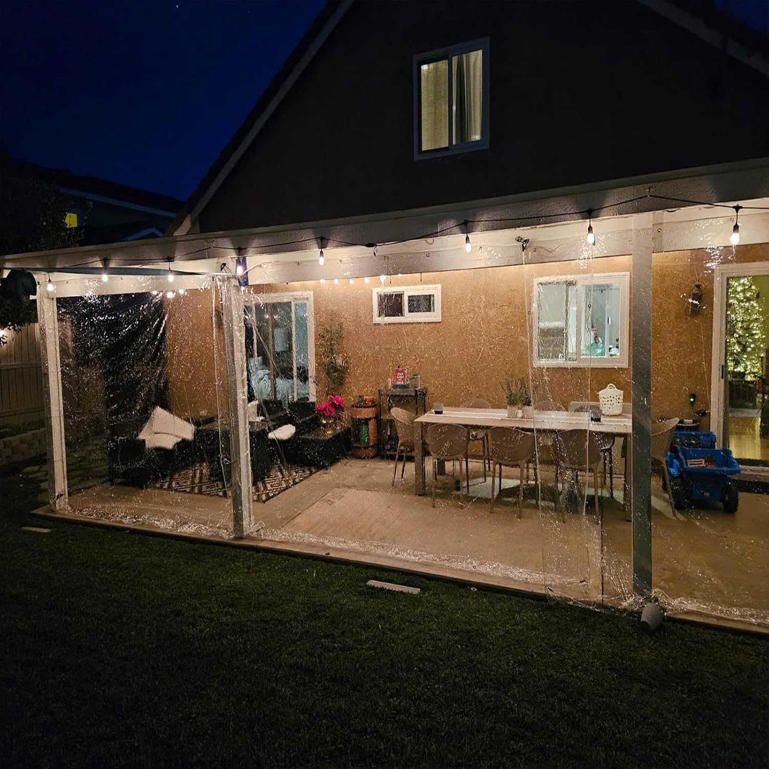 Clear Tarps for Patio 4x8 6x8 8x10 10x12 12x12ft 16 Mil Dustproof Garden Transparent Tarpaulin with Grommets and Tie Down Included Heavy Duty UV PVC Protection Greenhouse Plastic Tarp(13x29FT)