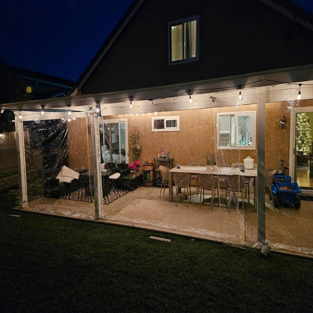 Clear Tarps for Patio 4x8 6x8 8x10 10x12 12x12ft 16 Mil Dustproof Garden Transparent Tarpaulin with Grommets and Tie Down Included Heavy Duty UV PVC Protection Greenhouse Plastic Tarp(15x21FT)