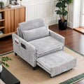 Majnesvon Modern Corduroy Fabric Sofa Bed Futon,3 in 1 Convertible Pullout Bed Sleeper Couches with 3 Reclining Backrests,Small Sofa Chair Bed for Living Room Bedroom (Light Grey)