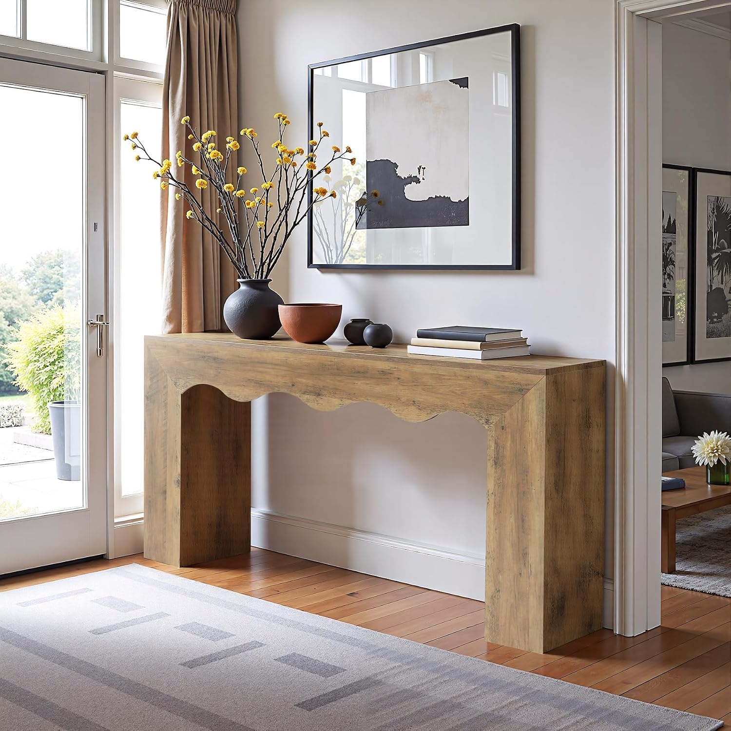Tribesigns 63' Farmhouse Console Table, Wooden Couch Table Behind Sofa with Storage, Long Entryway Sofa Station, Narrow Console Stand with Base, Hallway Stand for Entryway, Living Room
