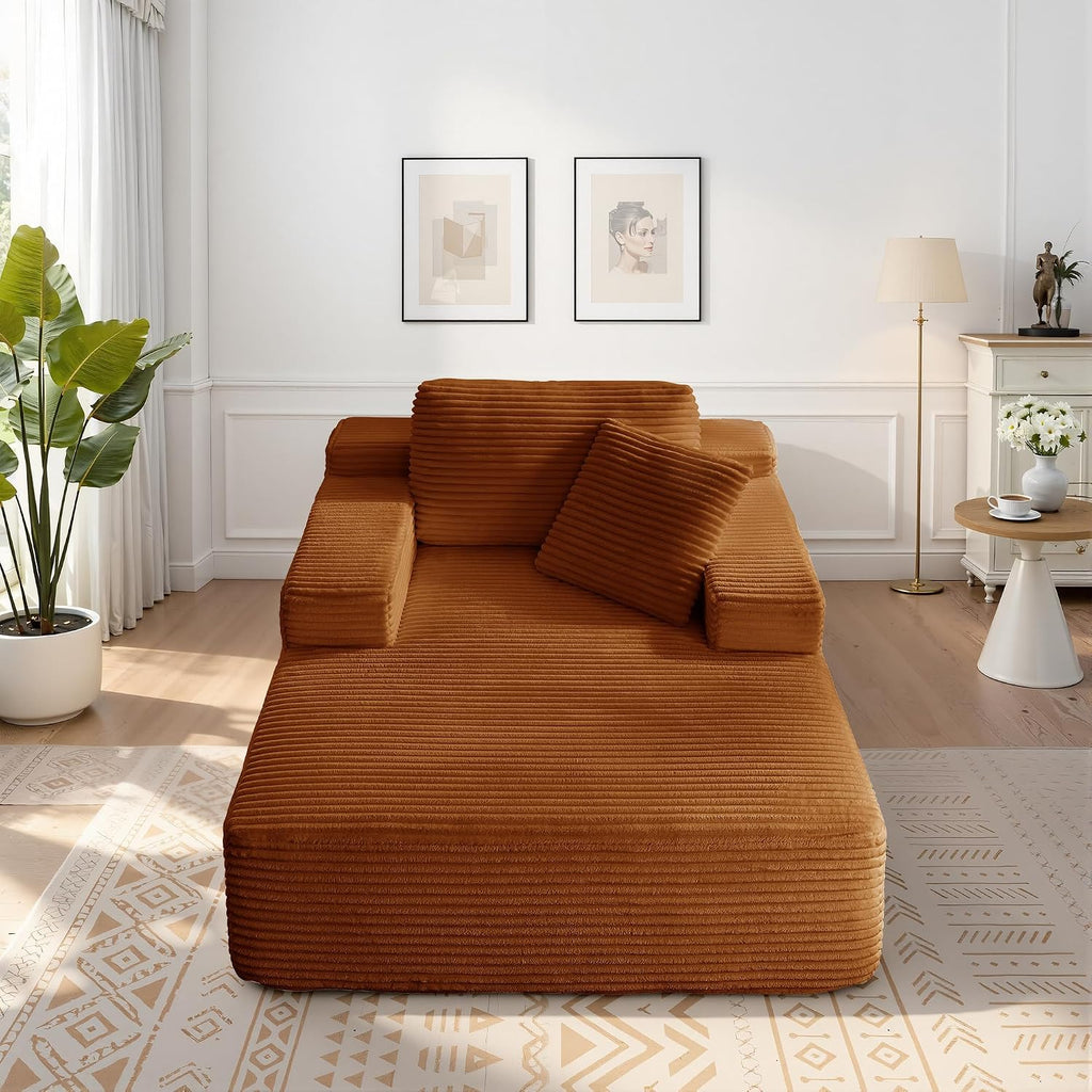 68.5' Oversized Chaise Lounge Chair Indoor, Boneless Sleeper Sofa Bed with Pillows, Deep Seat Sleeper Couch Reading Chairs, Cloud Sofas Couches for Living Room, No Assembly Required