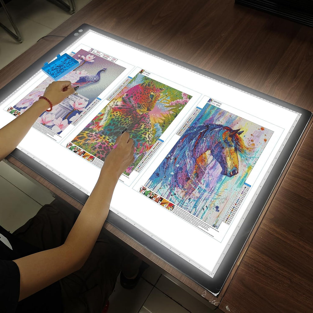 TOHETO Rechargeable A1 Light Pad 35.4'x23.6', Extra Large LED Light Board for Diamond Painting, 3-Color Modes Light Box, Diamond Art Light Table, Lightbox for Tracing and Drawing, Sketching, Artists
