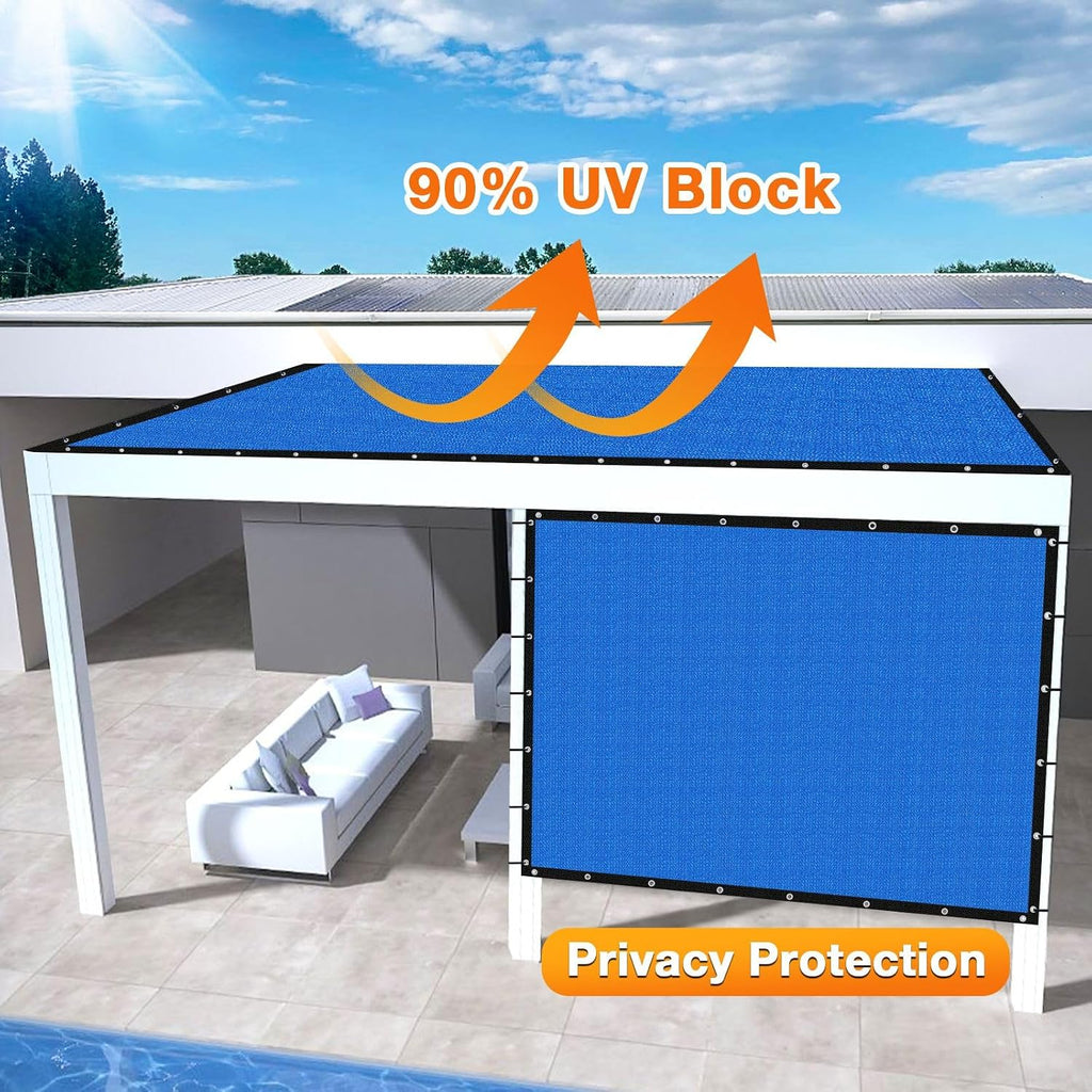 Artpuch Outdoor Pergola Shade Cover 14x20 FT Sun Shade Cloth with Grommets Blue Commercial Grade Patio Privacy Screen Shade Canopy (Customized Available) GN02