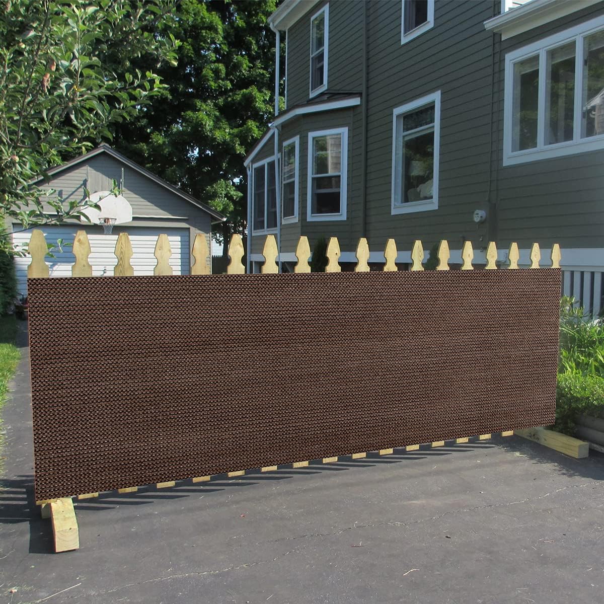 20' x 14' Brown Sun Shade Panel Privacy Screen, 95% UV Blockage Awning Shelter Fabric Cloth Screen for Pergola, Gazebo, Window, Patio - Heavy Duty Commercial Grade (Custom Size - Made in USA)