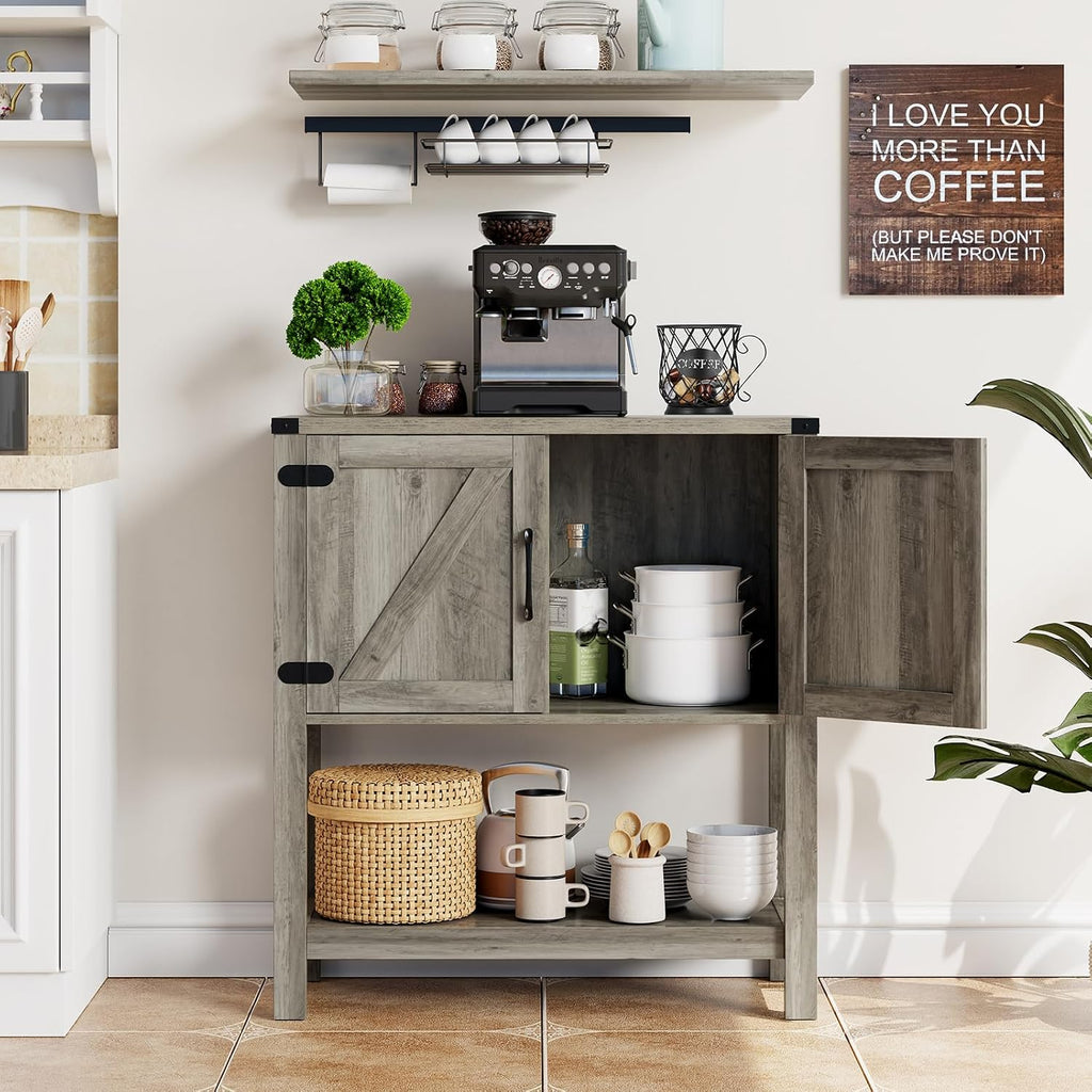 Mufico Console Table with 2-Door Cabinet Coffee Bar Cabinet Sofa Table,Entryway Table with Storage, Farmhouse Buffet Sideboard (Grey)