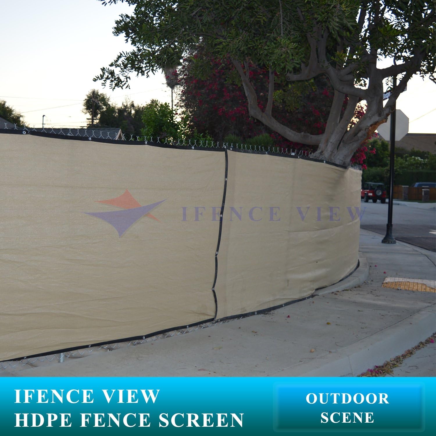 Ifenceview 8'x3' to 8'x100' Beige Shade Cloth Fence Privacy Screen Fence Cover Mesh Net Panel for Construction Site Yard Driveway Garden Pergolas Gazebos Patio Top Canopy Awning 165 GSM (8' x 92')