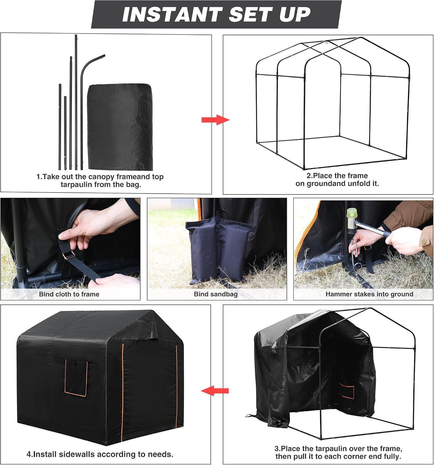 Bike Storage Shed Tent,Outdoor Portable Bicycle Storage with 420D Oxford Fabric PU3000 Waterproof for 2-4 Bikes, Bike Cover Shelter for Motorcycle,Garden Tool etc, Bike Tent/Bike Shed
