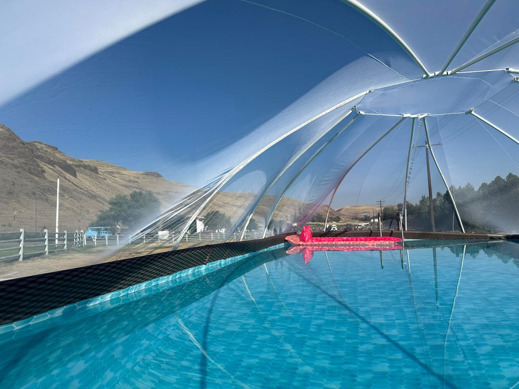 Pool Net Dome for 9' W x 16'-18' Long Rectangual and Oval Pools. 6 of 7 Parts Included. NOT Included are THE Poles Made of Inexpensive PVC Pipe to BE Purchased BY Customer.