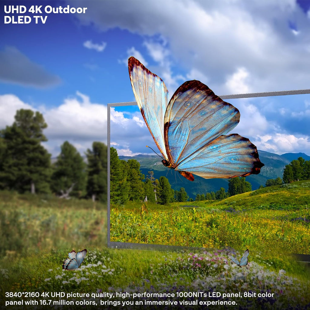 SYLVOX New 55' Outdoor Smart TV, Superior Waterproof Performance, Upgraded Matte Finish for Enhanced Anti-Glare Effect, Full Metal, with Dolby Atmos, 1000nits, Partial Sun Deck Pro 2.0+ Series