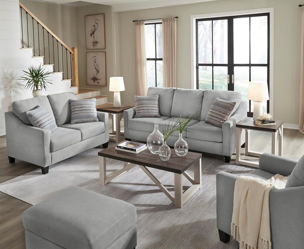 Signature Design by Ashley Adlai Casual Sofa with 2 Toss Pillows, Light Gray