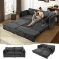 73' Sleeper Sofa Bed, 3-in-1 Pull Out Couch with USB/Type-C Charging & Side Pockets, Convertible Chenille Loveseat Chaise Lounge, Space-Saving Sofa for Living Room, Black