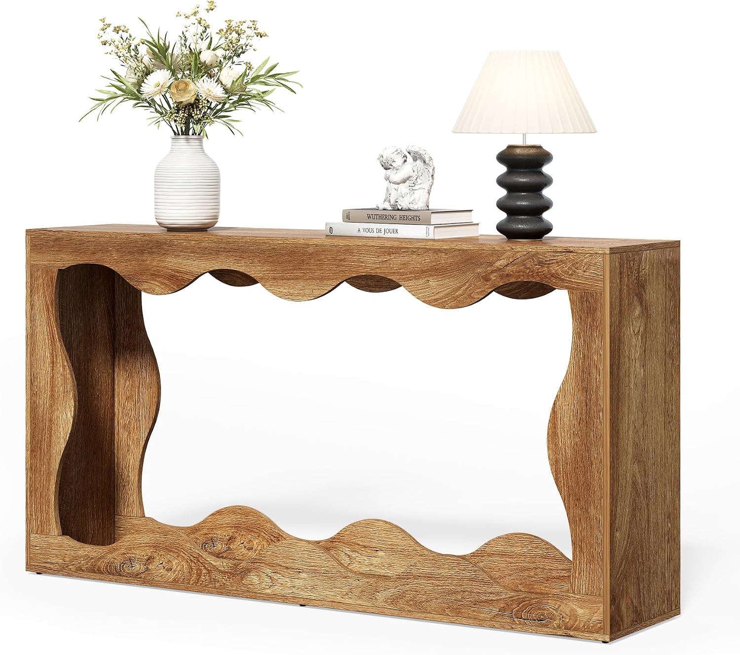 LITTLE TREE 63-Inch Console Table, Chic Design, Sofa Table Behind Couch, Farmhouse Console with Build-in Storage Space for Entryway, Living Room, Hallway