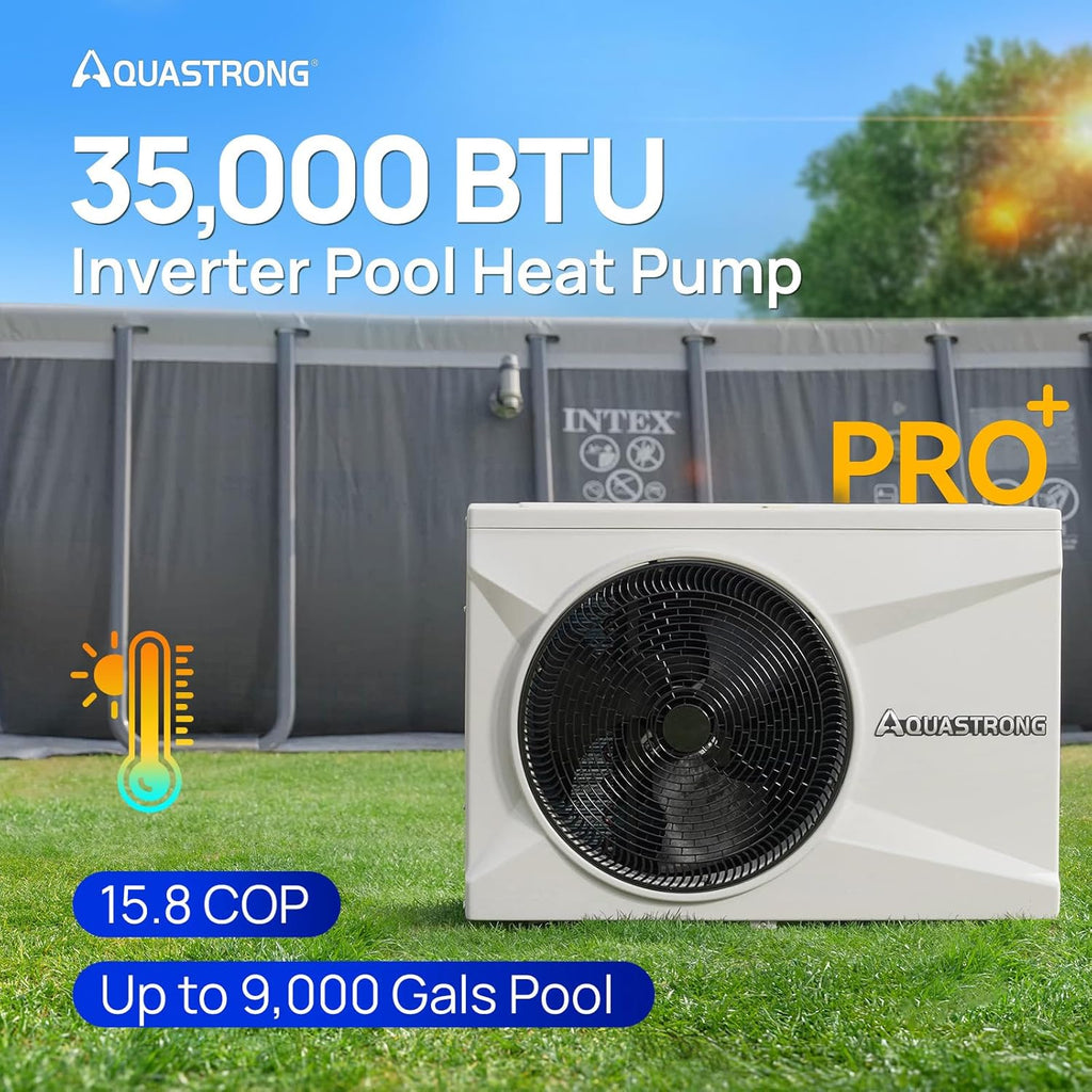 AQUASTRONG Inverter Swimming Pool Heat Pump,Pool Heater for Above Ground and Inground Pool Heating Smart WiFi Control and Cooling Pool Heater Pools Up to, 9100 Gallons