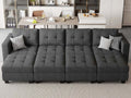 Belffin Storage Modular Sleeper Sofa Sectional Couch with Wide Chaises Convertible Sectional Sofa Bed Modular Sleeper Couch Bed Dark Grey